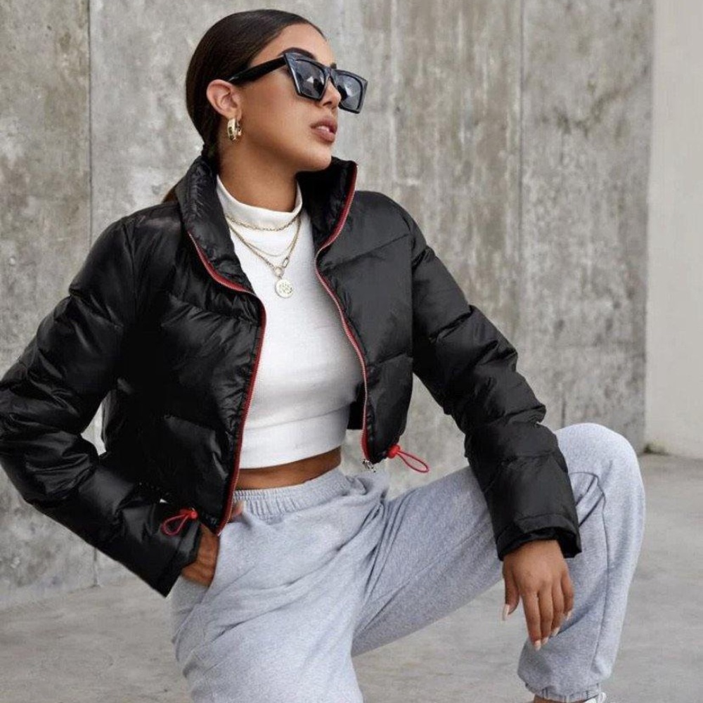 Black Hem Puffer Jacket